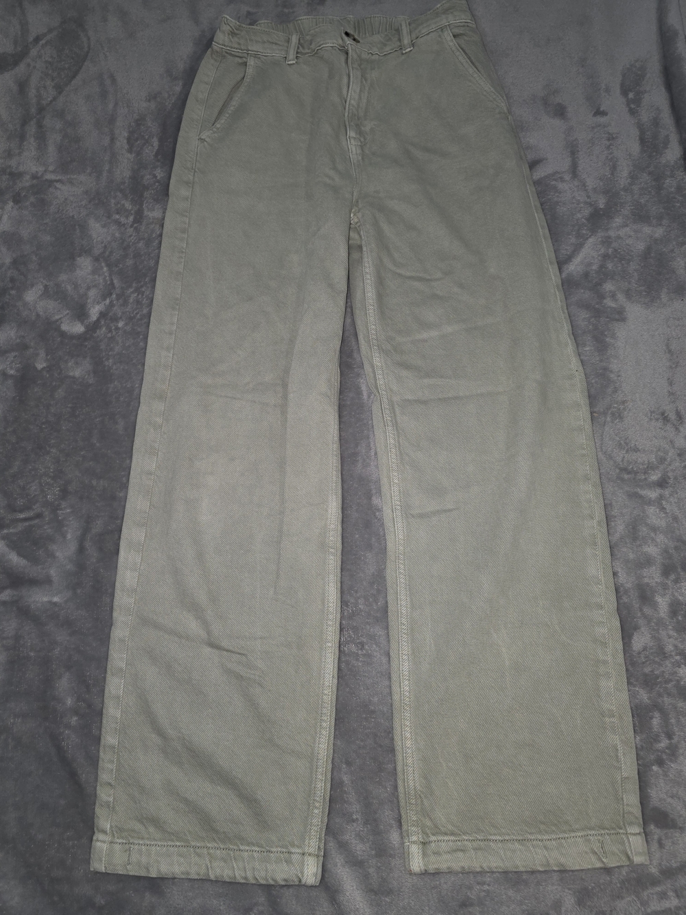 Women's Zara Olive Green Straight-Leg Jeans-Small-4